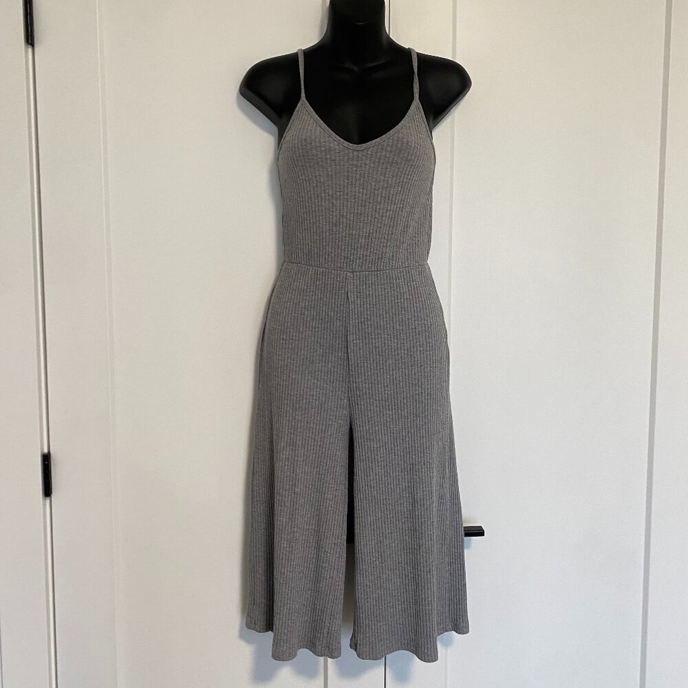 Ardene Ribbed Grey Wide‎ Leg Jumpsuit Women's Size Small